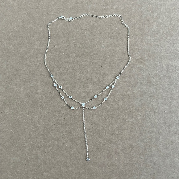 925 gold plated collar necklace with cubic zirconia crystals adjustable drop - Picture 1 of 3